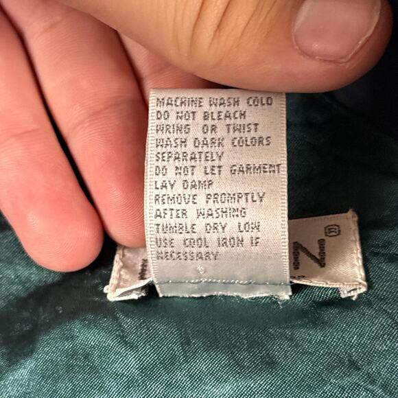 VTG 90's Lavon Shiny Emerald Green Velvet Floral Accents Women’s Jacket  XL - Picture 4 of 6